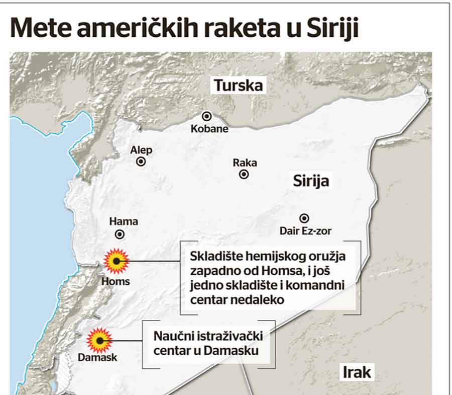 MAPA lokacija koje su pogođene u Siriji