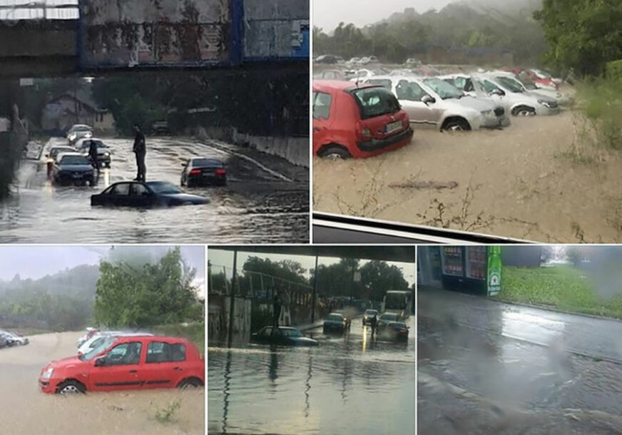 STRAŠNO NEVRIJEME U ČAČKU Ulice pretvorene u rijeke, ljudi stoje na KROVU AUTOMOBILA