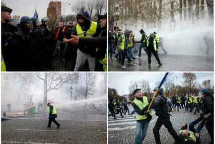DRAMATIČNE SCENE U PARIZU Policija suzavcem i VODENIM TOPOM na demonstrante