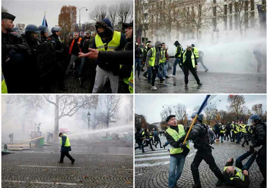 DRAMATIČNE SCENE U PARIZU Policija suzavcem i VODENIM TOPOM na demonstrante