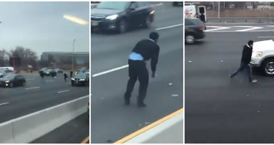 "IZLAZILI IZ VOZILA" Iz blindiranog kamiona je ispao NOVAC i nastao je haos na autoputu (VIDEO)