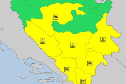 IZDAT ŽUTI METEOALARM Jaki udari vjetra očekuju se u ovim dijelovima BiH
