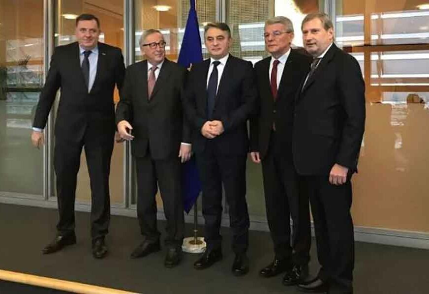 “POMOĆ BiH NA PUTU KA EU” Han nakon sastanka sa Dodikom, Džaferovićem i Komšićem