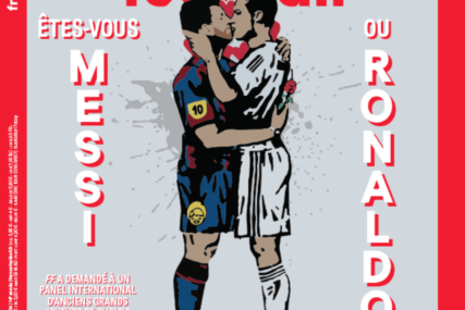 SKANDALOZNO Poljubac Mesija i Ronalda na naslovnici Frans fudbala