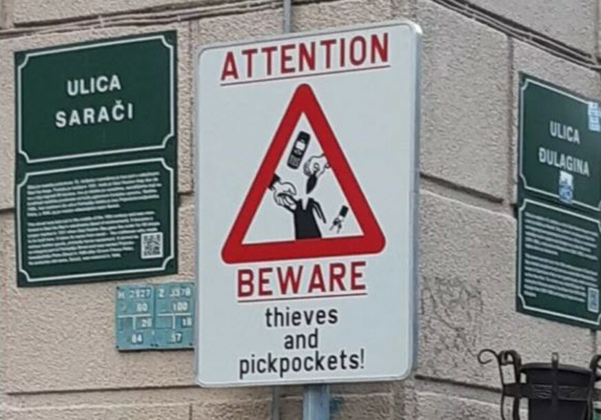 PREVENCIJA U ulici u Sarajevu postavljen znak koji upozorava na lopove i džeparoše