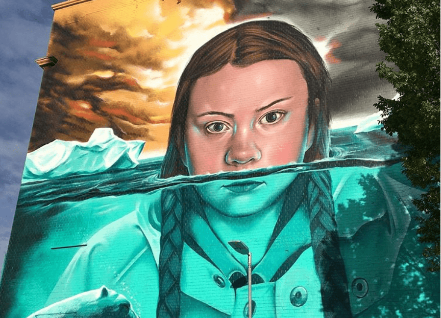 Mural sa likom Grete Tunberg: Djevojčica koja se bori za čitav svijet