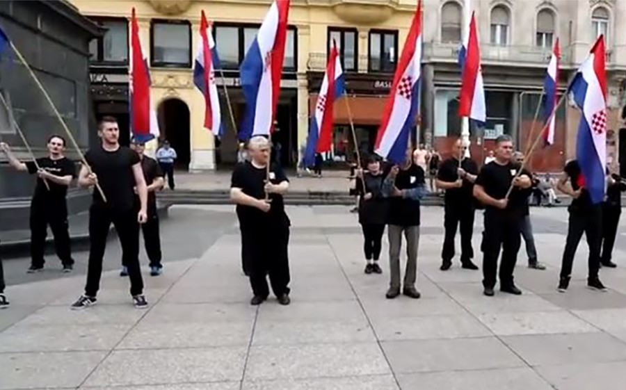 USTAŠTVO NE JENJAVA Obučeni u crno, uzvikujući "Za dom spremni" paradirali centrom Zagreba
