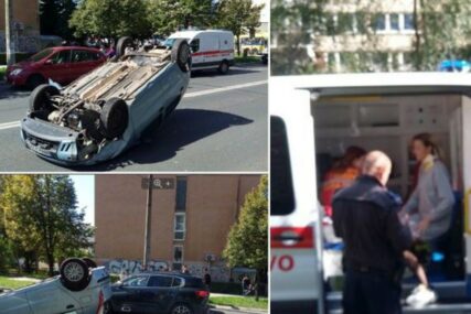 UDES U SARAJEVU Sudar dva vozila, jedno završilo na krovu