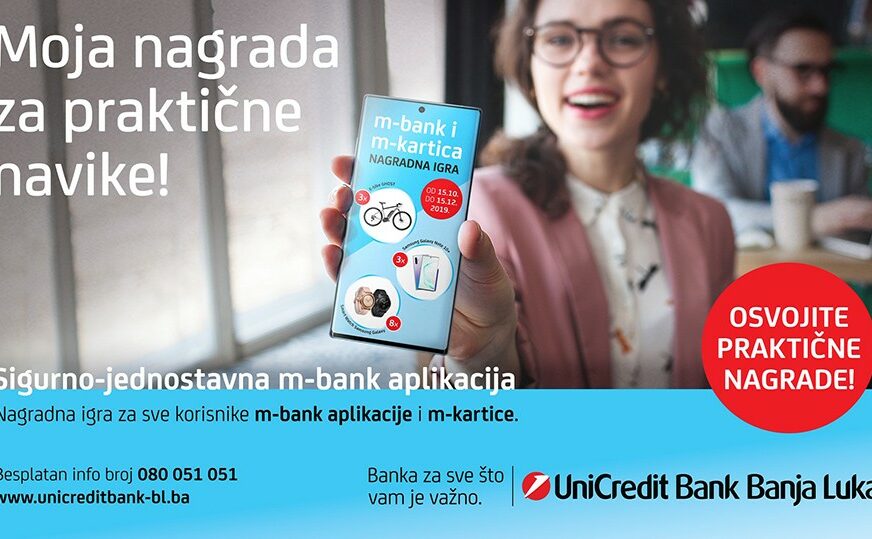 UniCredit Bank Banjaluka ukazuje na PREDNOSTI MOBILNOG BANKARSTVA i nagrađuje praktične navike svojih klijenata