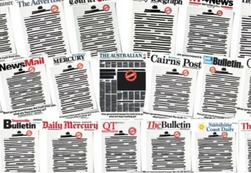 PROTEST PROTIV CENZURE Sve novine u Australiji osvanule sa istom naslovnom stranom