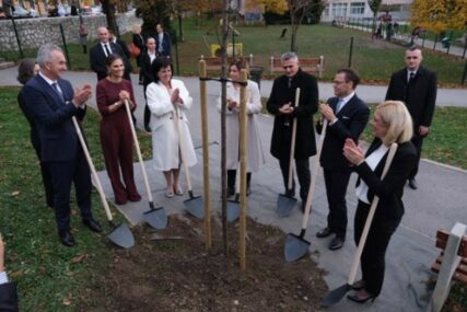 LATILI SE LOPATA Princeza Viktorija i princ Danijel od Švedske sa domaćim političarima sadili drveće
