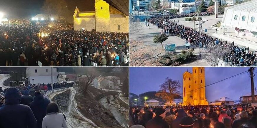PROTESTNE ŠETNJE GRAĐANA Mirne litije u Crnoj Gori uoči Badnjeg dana