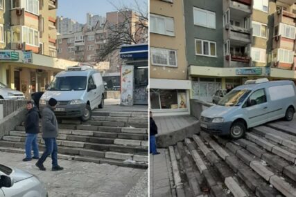 NESVAKIDAŠNJA NESREĆA U SARAJEVU Dostavnim vozilom krenuo niz stepenice (FOTO)