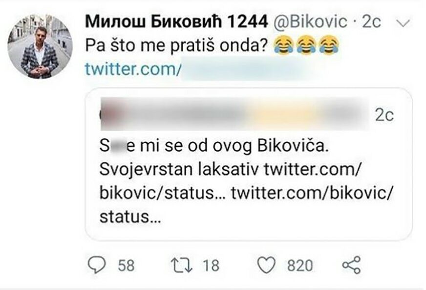 Foto: Miloš Biković/Twitter/screenshot