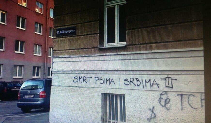 GRAFITI KOJI SU IZAZVALI BIJES Predsjedništvo Srpske u Beču osuđuje brutalne poruke mržnje