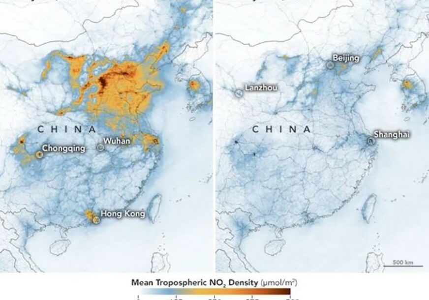 PRIJE I POSLIJE VIRUSA Snimci NASA iz svemira pokazuju smanjenu zagađenost iznad Kine