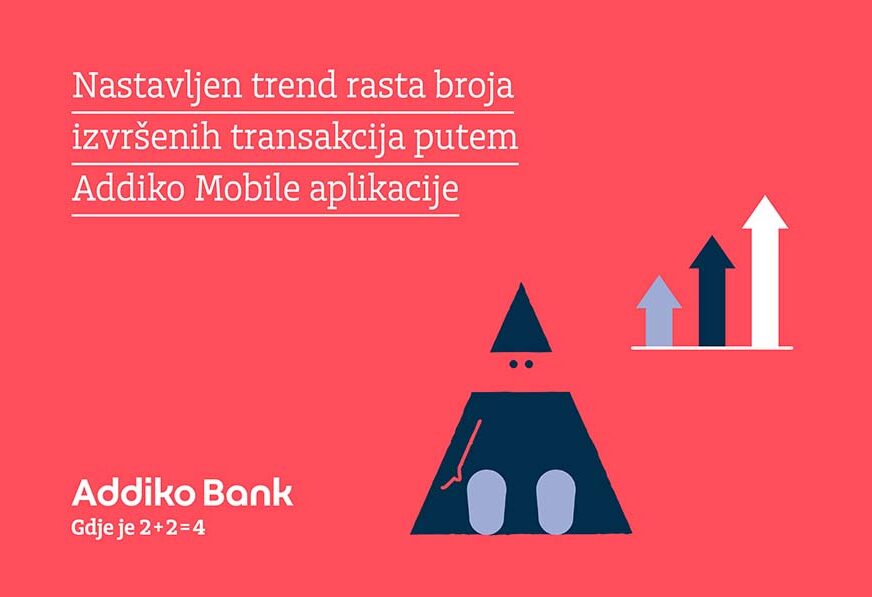 BENEFITI ZA SVE KORISNIKE Broj transakcija na Addiko Mobile aplikaciji VEĆI ZA 40 ODSTO