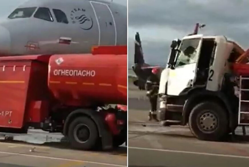 NEVJEROVATAN INCIDENT Sudar cisterne i aviona na moskovskom aerodromu (VIDEO)