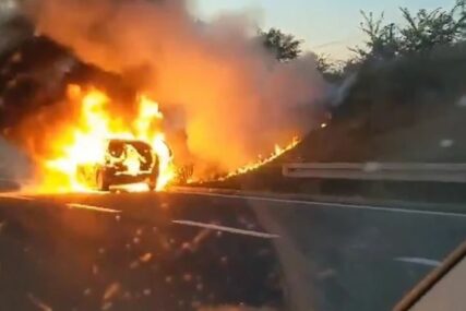 VOZILO U PLAMENU Zapalio se automobil na auto-putu