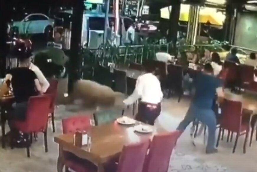 OVAN NAPRAVIO HAOS Kurban pobjegao od vlasnika i ušao u restoran (VIDEO)