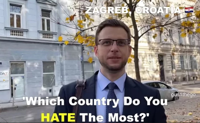IZNENADIO SE ODGOVORIMA Nakon što je pitao Srbe koju državu najviše mrze, jutjuber otišao u Zagreb (VIDEO)