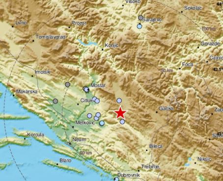 EPICENTAR KOD STOCA Zemljotres potresao Bosnu i Hercegovinu