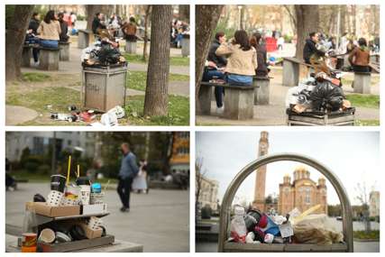Prizori kakve Banjaluka NE PAMTI: Parkovi puni smeća, ostaci kartonskih čaša razbacani na sve strane (FOTO)