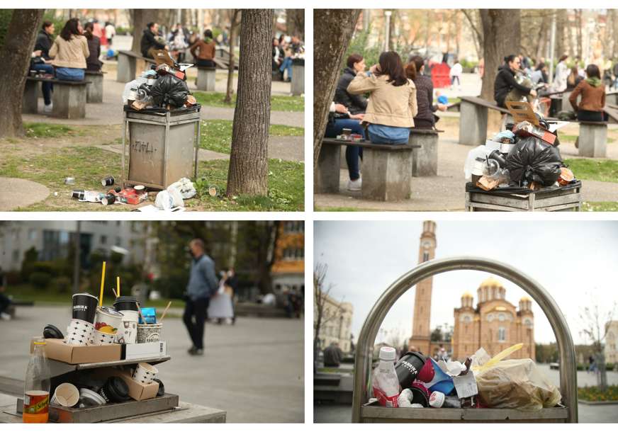 Prizori kakve Banjaluka NE PAMTI: Parkovi puni smeća, ostaci kartonskih čaša razbacani na sve strane (FOTO)