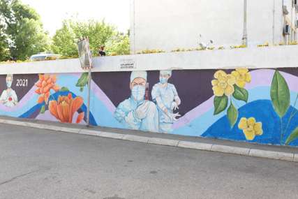 U znak zahvalnosti na borbu ljekara protiv korona virusa: Ispred Doma zdravlja Banjaluka oslikan mural (FOTO)