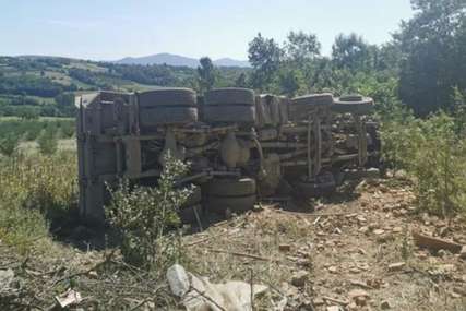 Teška nesreća na putu: Kamion sletio s kolovoza, presjekao lipu napola, srušio zid (FOTO)