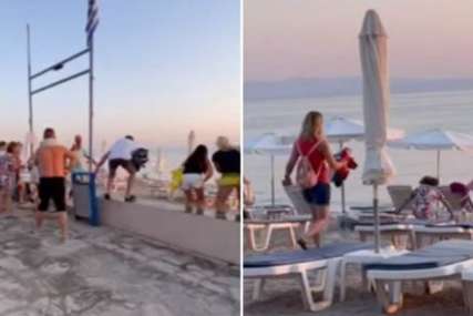 Desant Srba na ležaljke: Na plaži u Grčkoj nastao opšti haos, žena PALA NA GLAVU (VIDEO)