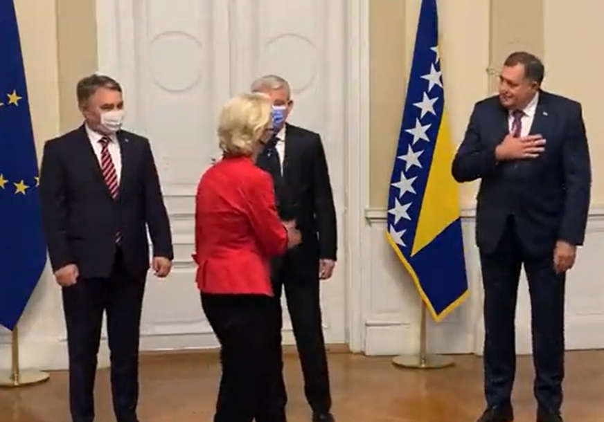 Ursula fon der Lajen stigla u Predsjedništvo BiH: Ovako su je dočekala SVA TRI ČLANA (VIDEO)