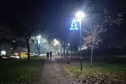 Dašak novogodišnjih praznika: Prvi put okićen park u prijedorskom naselju Pećani (FOTO)