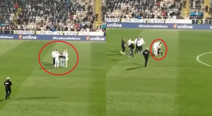 TEŽAK INCIDENT Šef obezbjeđenja Hajduka na terenu nokautirao navijača Rijeke (VIDEO)