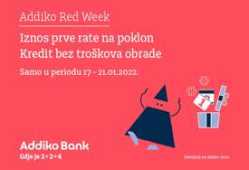 Počeo je januarski Addiko Red Week: Poklon iznos prve rate uz ugovaranje gotovinskog kredita do 50.000 KM