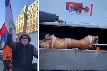 PEKLI PRASE ISPRED PARLAMENTA Nevjerovatne scene u Otavi na protestu kamiondžija protiv korona mjera  (VIDEO)