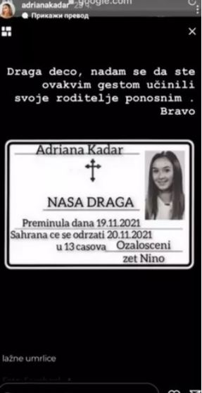 FOTO: INSTAGRAM/ADRIANAKADAR