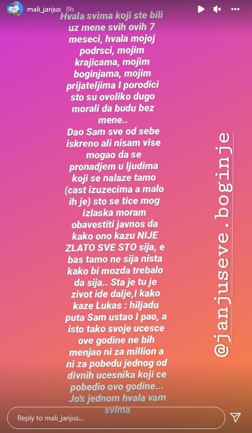 FOTO: MALI_JANJUS/INSTAGRAM/SCREENSHOT