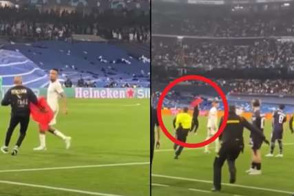 SKANDAL Za zastavom Albanije utrčao u teren na meču Real Madrid - Mančester Siti (VIDEO)