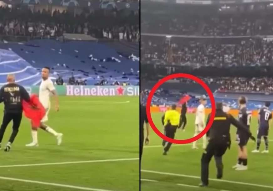 SKANDAL Za zastavom Albanije utrčao u teren na meču Real Madrid - Mančester Siti (VIDEO)