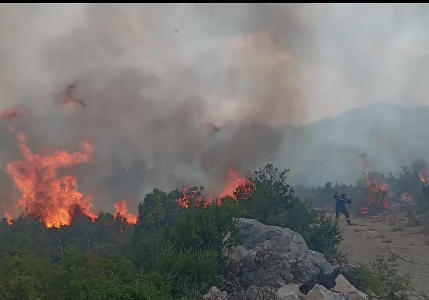 Na terenu vatrogasci iz pet gradova: Jak vjetar otežava gašenje požara kod Neuma