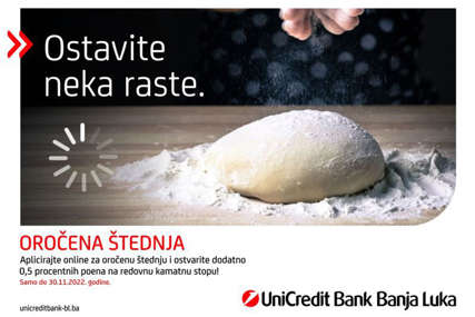 Iskoristite posebnu ponudu: Aplicirajte onlajn za oročenu štednju u UniCredit Bank Banjaluka i ostavite neka raste
