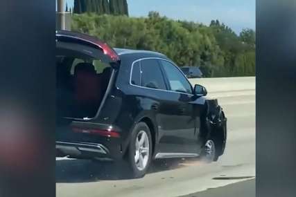 SNIMAK POSTAO VIRALAN Žena vozila auto-putem bez prednjeg točka (VIDEO)
