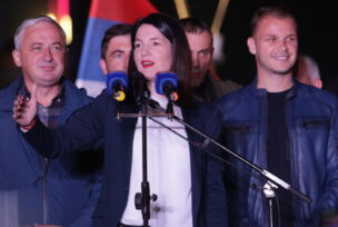 Jelena Trivić na protestu opozicije u oktobru 2022.