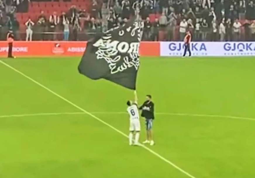 Provokacija u Tirani - Fudbaler zastavom izazvao haos (VIDEO)