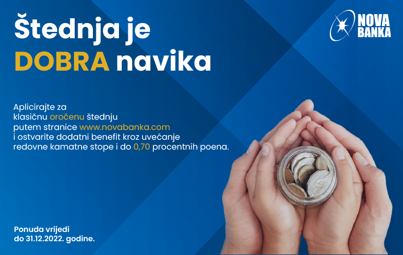 Štednja je dobra navika: Nova banka pripremila akcijsku ponudu za štediše