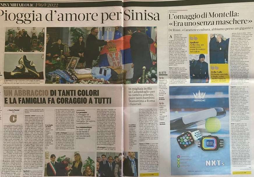 "Kiša ljubavi za Sinišu" Italijanski mediji kako dolikuje ispratili sahranu Mihajlovića