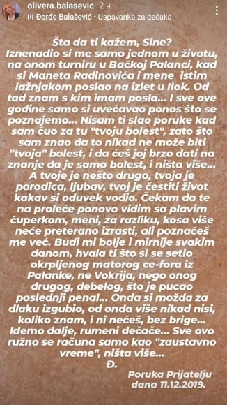 Olivera Balašević objavila pismo Đoleta Mihi
