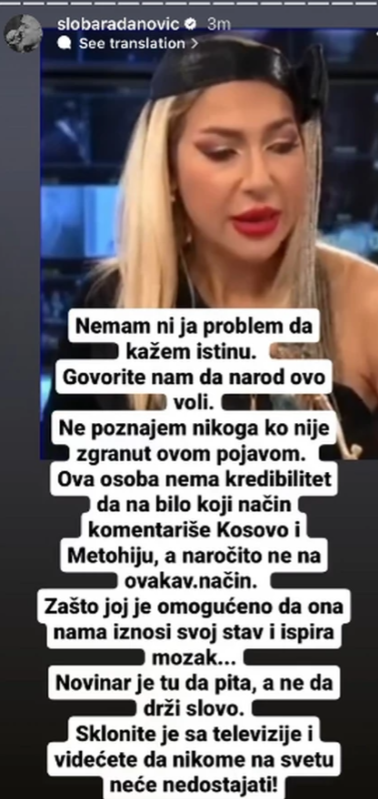 FOTO:  SLOBARADANOVIC/ SCREENSHOT/INSTAGRAM
