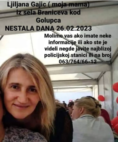 Nestala Ljiljana Gajić kod Golupca